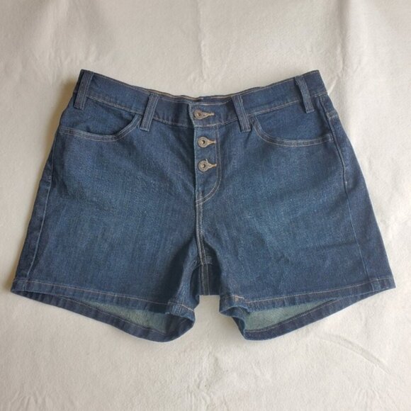 Levi's Dark Wash Button-Fly Jeans Shorts Size 8 - Picture 1 of 7